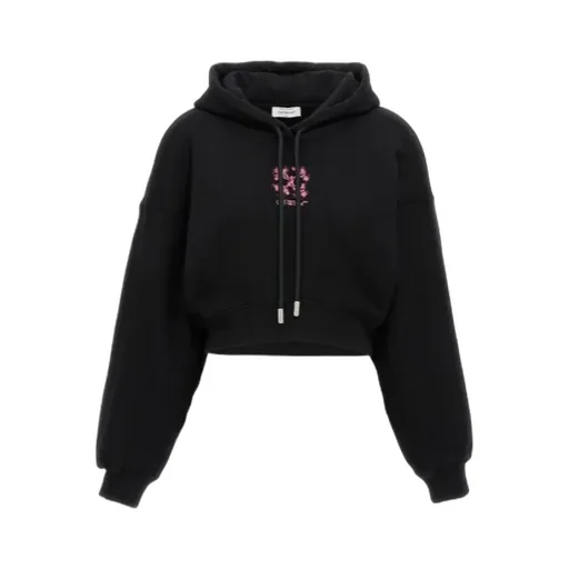 Logo Embroidered Cropped Hoodie