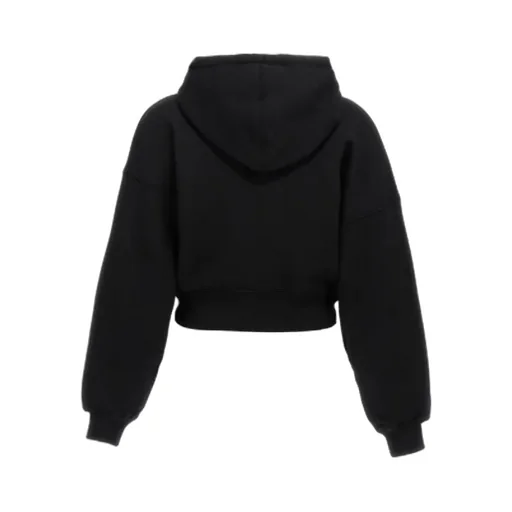 Logo Embroidered Cropped Hoodie
