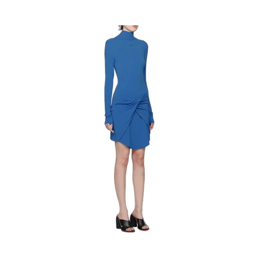 High-Neck Stretch Midi Dress