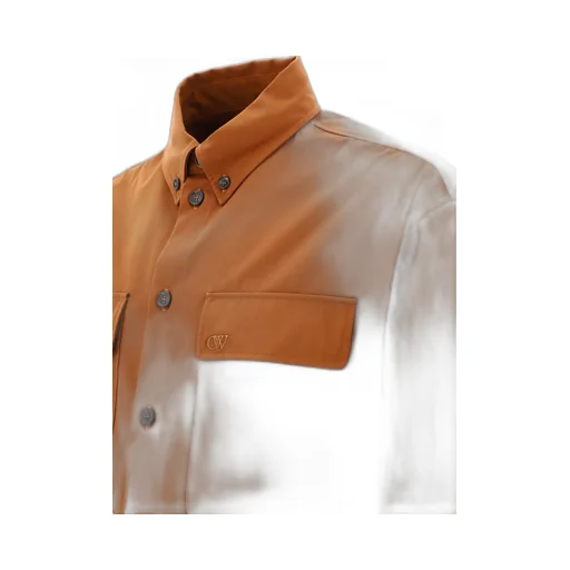Ow Emb Cotgab Milit Curved Hem Shirt