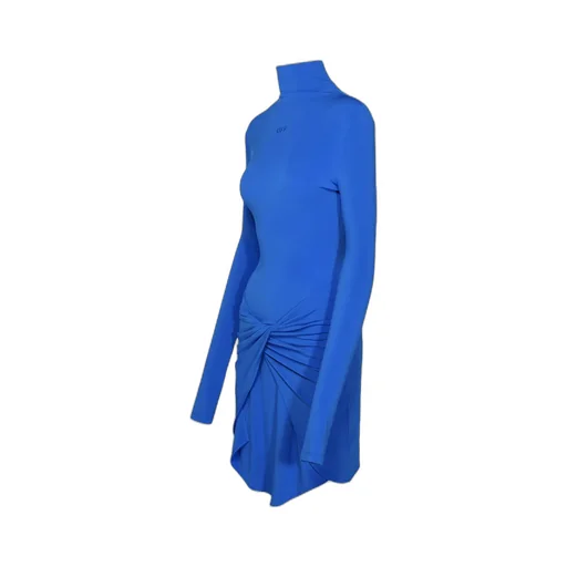 High-Neck Stretch Midi Dress