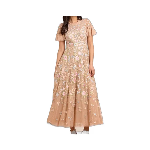 Antoinettes Embroidered-Sequins Ruffled Midi Dress