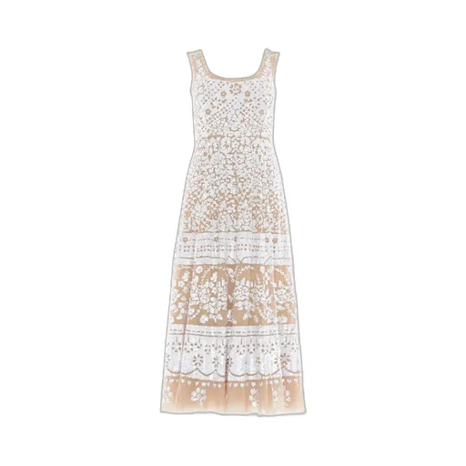 Sequin-Embellished Scoop-Neck Midi Dress