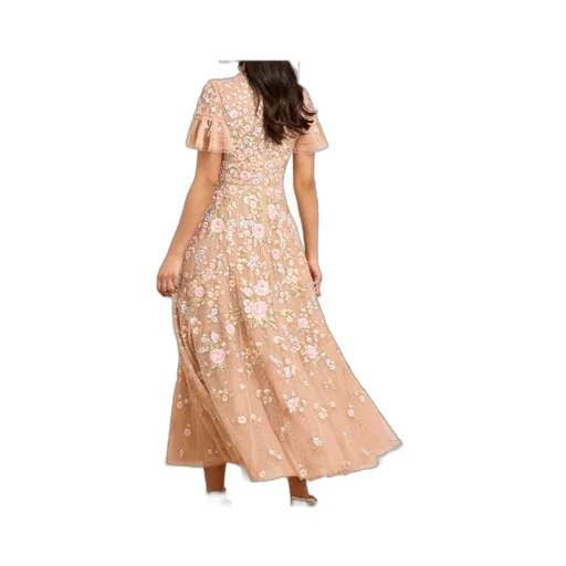 Antoinettes Embroidered-Sequins Ruffled Midi Dress