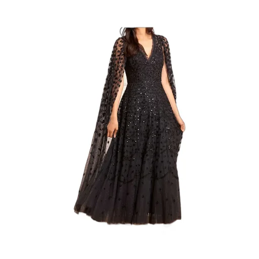 Embroidered-Flowers Maxi Dress