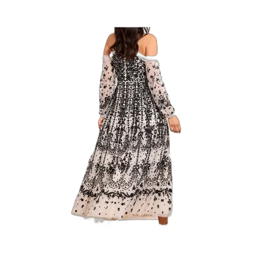 Embroidered-Flowers Maxi Dress