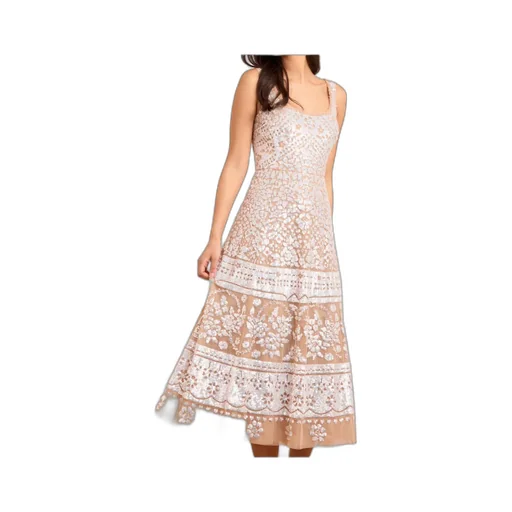 Sequin-Embellished Scoop-Neck Midi Dress