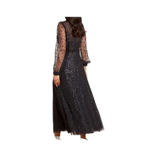 Dappled Sequin Long Sleeve Ankle Gown