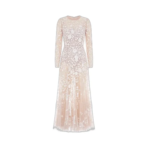 Embroidered-Flowers Maxi Dress