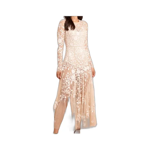 Embroidered-Flowers Maxi Dress