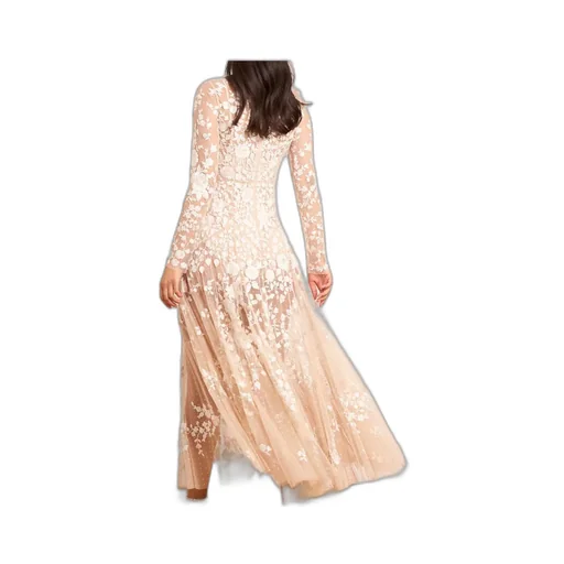 Embroidered-Flowers Maxi Dress