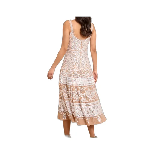 Sequin-Embellished Scoop-Neck Midi Dress