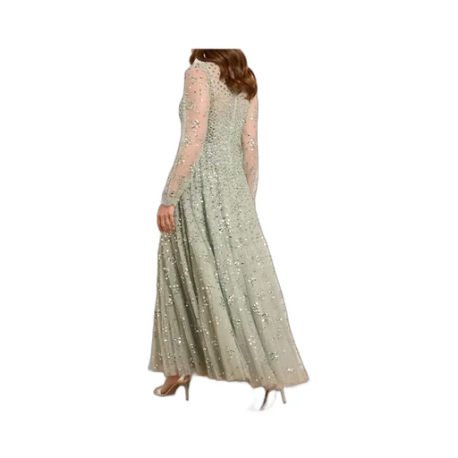 Leila Dot V-Neck Ankle Gown