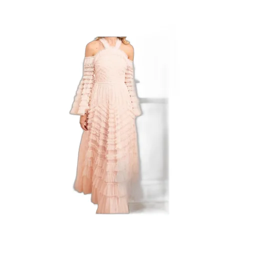 Ruffled-Panel Maxi Dress
