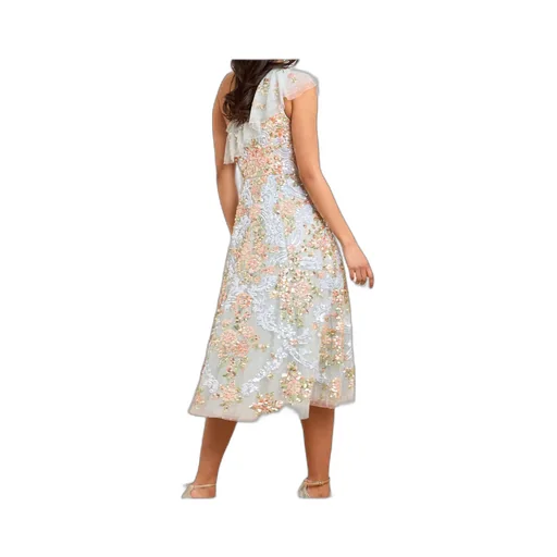 Ruffled One-Shoulder Sequin-Embellished Midi Dress