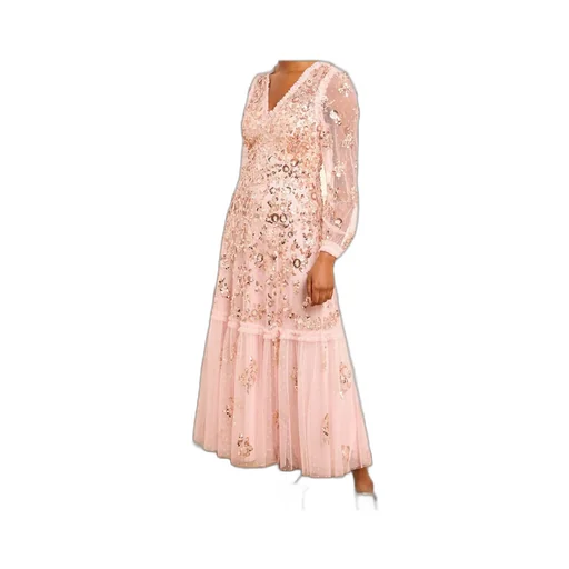 Sequin Chain V-Neck Ankle Gown