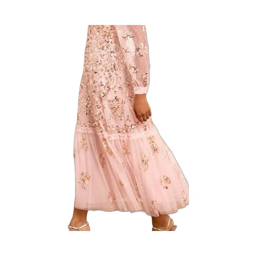 Sequin Chain V-Neck Ankle Gown
