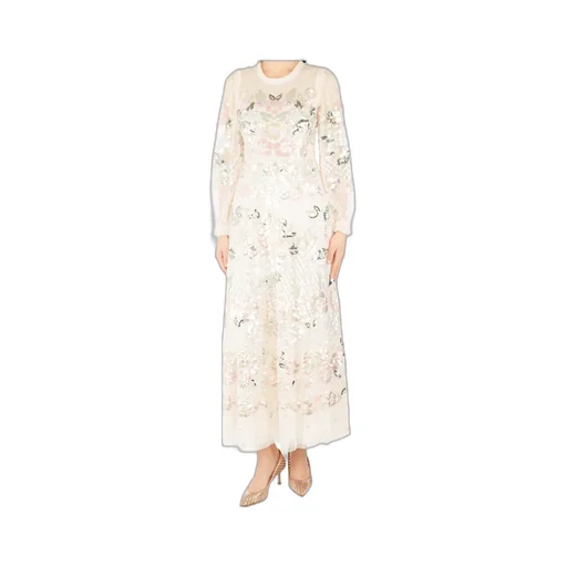 Rosalie Sequin-Embellished Long-Sleeve Gown
