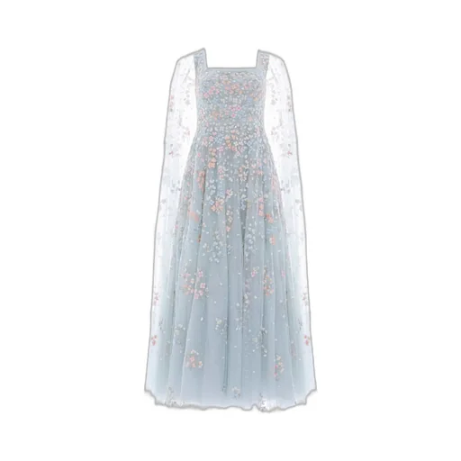 Floral Cape Sleeve Gown