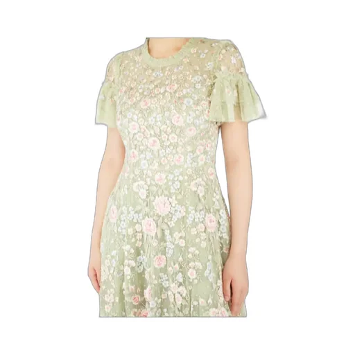 Tulle Dress With Floral Embroidery