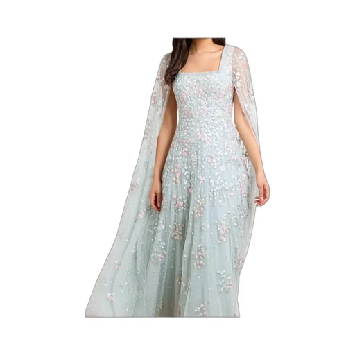Floral Cape Sleeve Gown