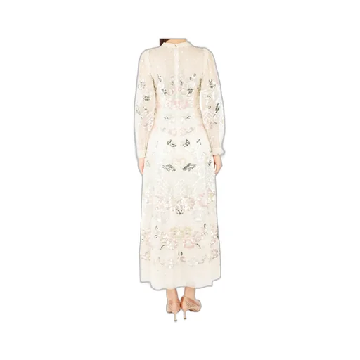 Rosalie Sequin-Embellished Long-Sleeve Gown