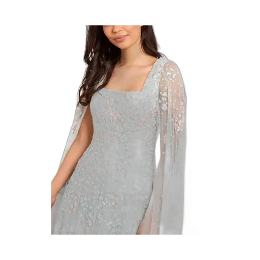 Floral Cape Sleeve Gown