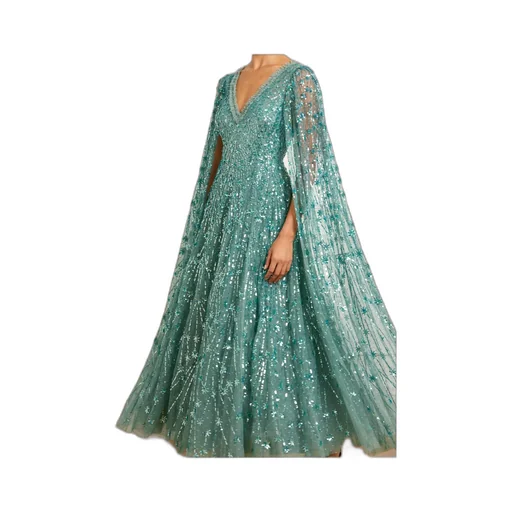 Embellished Cape Gown