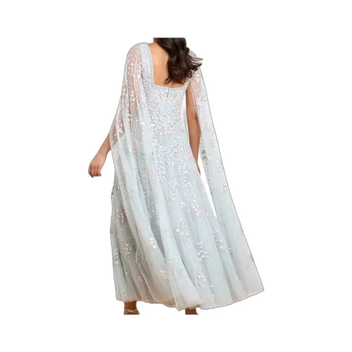 Floral Cape Sleeve Gown