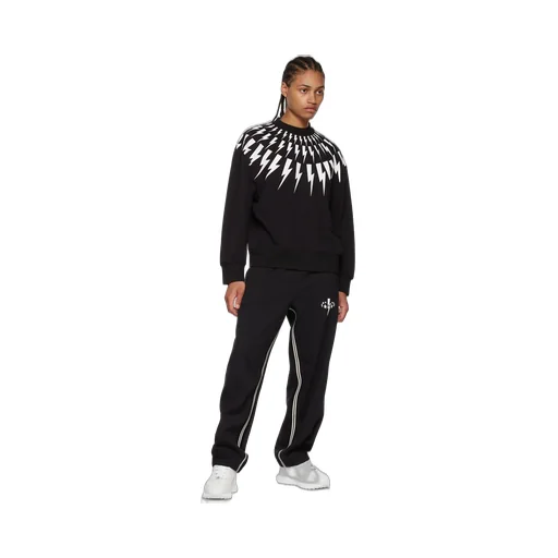 Thunderbolt Print Crewneck Sweatshirt