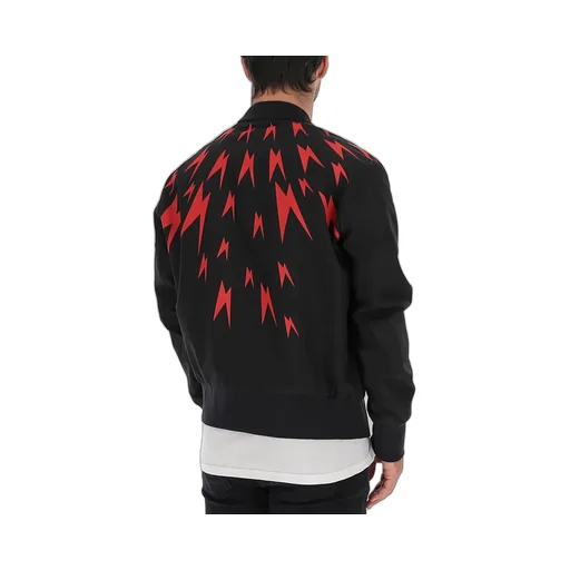 Lightning Printed Baseball Jacket