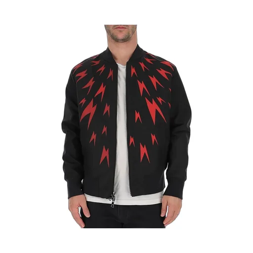 Lightning Printed Baseball Jacket