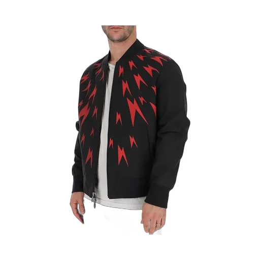 Lightning Printed Baseball Jacket