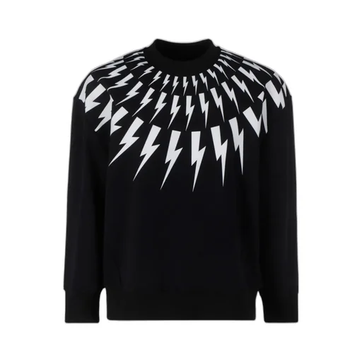 Thunderbolt Print Crewneck Sweatshirt