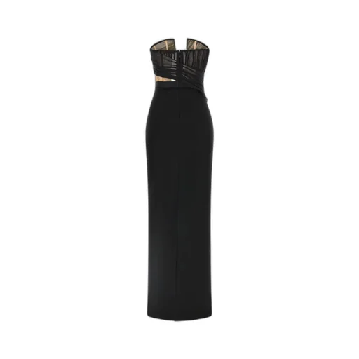 Plissé-Detail Cut-Out Maxi Dress