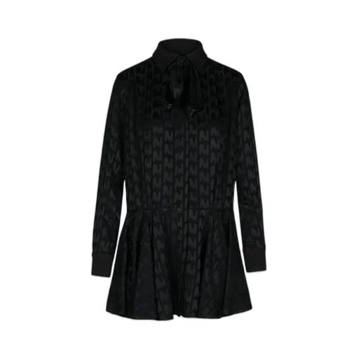 All-Over Patterned Long-Sleeved Dress