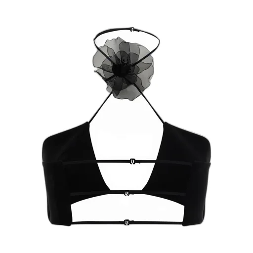 Floral Decal Neck Short Top