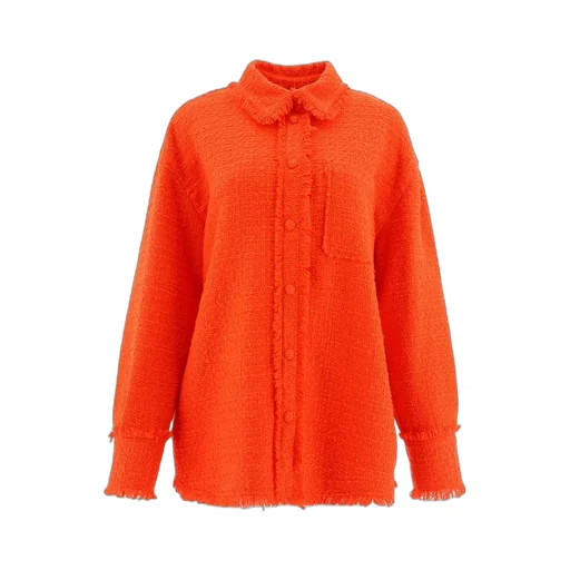 Button-Up Tweed Knit Overshirt