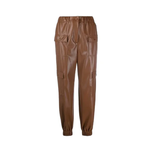 High-Waisted Faux-Leather Cargo Pants