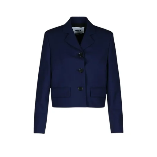 Buttoned Long-Sleeved Cropped Blazer
