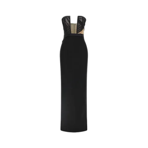 Plissé-Detail Cut-Out Maxi Dress