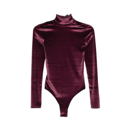 High-Neck Velvet Bodysuit