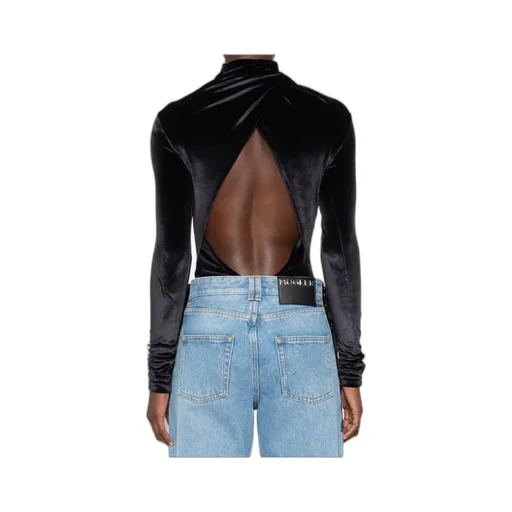 High-Neck Velvet Bodysuit