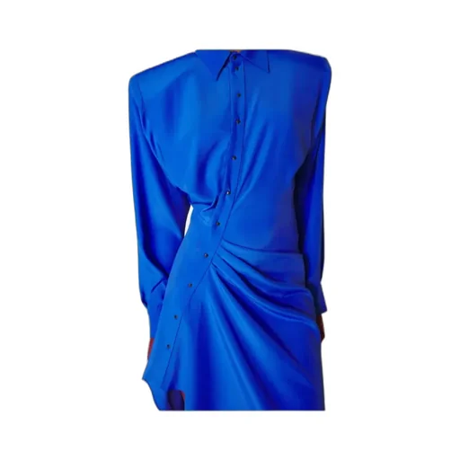 Padded-Shoulder Asymmetrical Dress