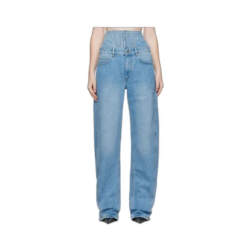 Corset-Detail Curved Jeans