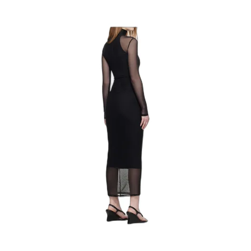 High-Neck Mesh Maxi Dress
