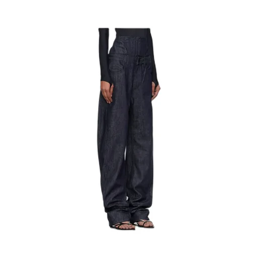 Corset-Waist Straight-Leg Jeans