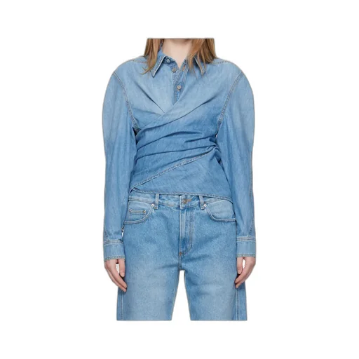 Wrap-Effect Denim Shirt
