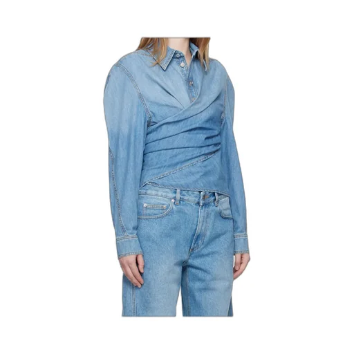 Wrap-Effect Denim Shirt