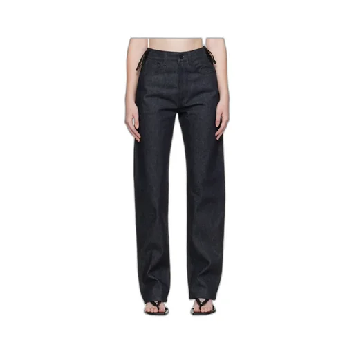Lace-Up Straight Jeans